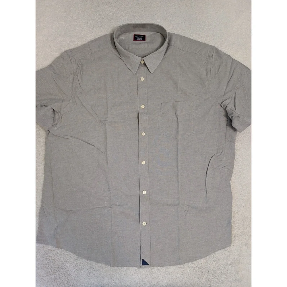 NEW! UNTUCKit Mens‎ Bual Short Sleeve Button Up Shirt 3XL Regular Gray Cotton.